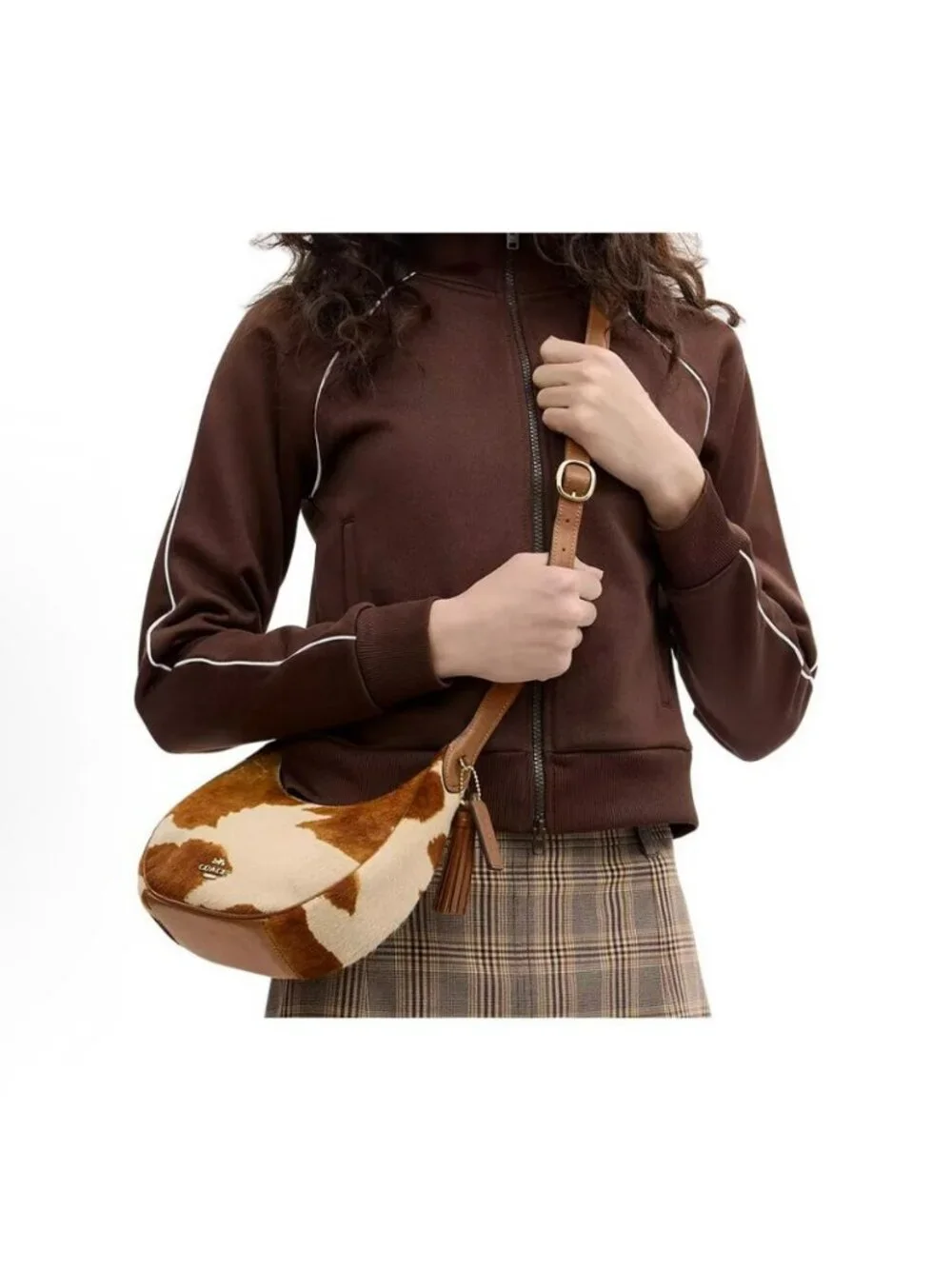 coach Emily Shoulder Bag In Haircalf With Cow Print cdx23